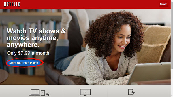 La page d'accueil de Netflix est disponible avec Getflix